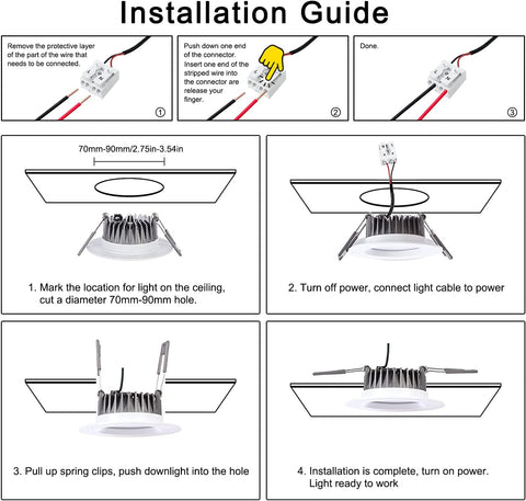 Recessed LED Ceiling Light, IP65 Soffit Bathroom Lights, 7W Waterproof Spotlights Downlight for Bathroom Shower Kitchen, Cut Φ70-90Mm Hole, 6 Pack [6000K Cool White]
