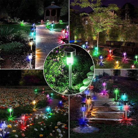 10Pcs Solar Power LED Stake Lights – Waterproof Outdoor Garden Lights