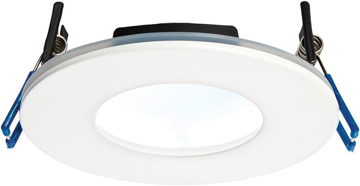 Saxby Orbitalplus 9W Matt White Die Cast Aluminium IP65 Cool White Recessed anti Glare Fire Rated LED Downlight