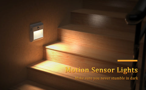 LED night lights mounted on closet shelf

