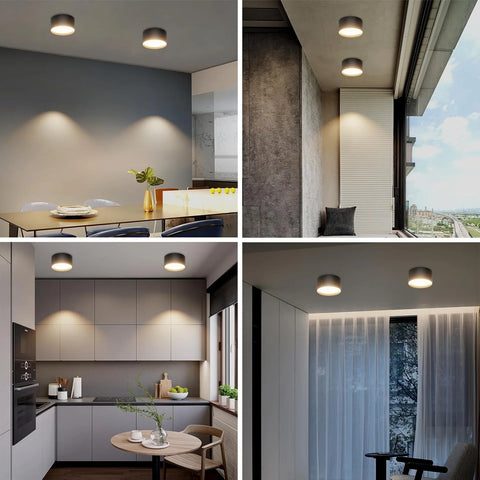 Surface Mounted Ceiling Spotlight LED 18W 1029LM – Modern round Matt Black Aluminum Ceiling Spot Light, 3000K Warm White