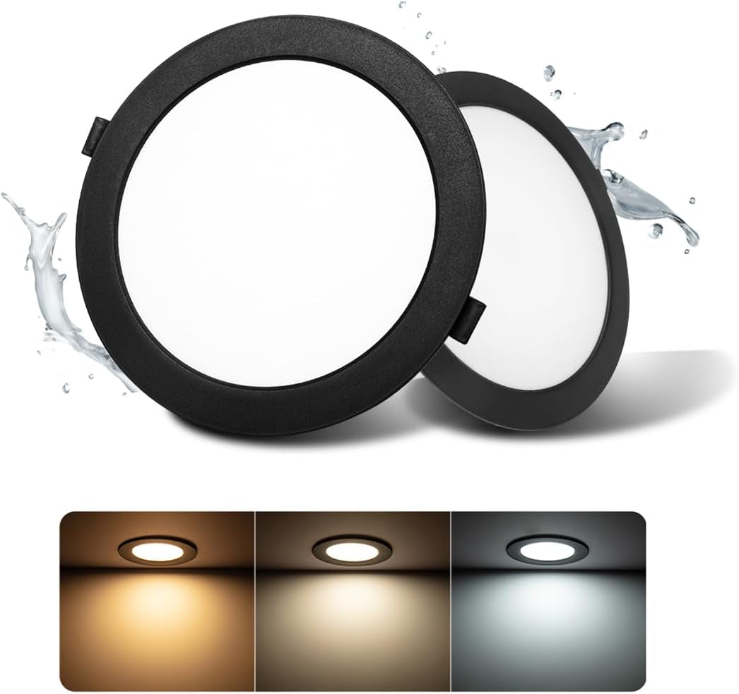 6 Pack LED Downlights Ceiling 24W 2200LM 3CCT IP44, Cutout 185-210Mm |  LED Spotlight Ceiling 22Cm, 3000K/4000K/6000K Adjustable, LED Recessed Ceiling Light for Bathroom