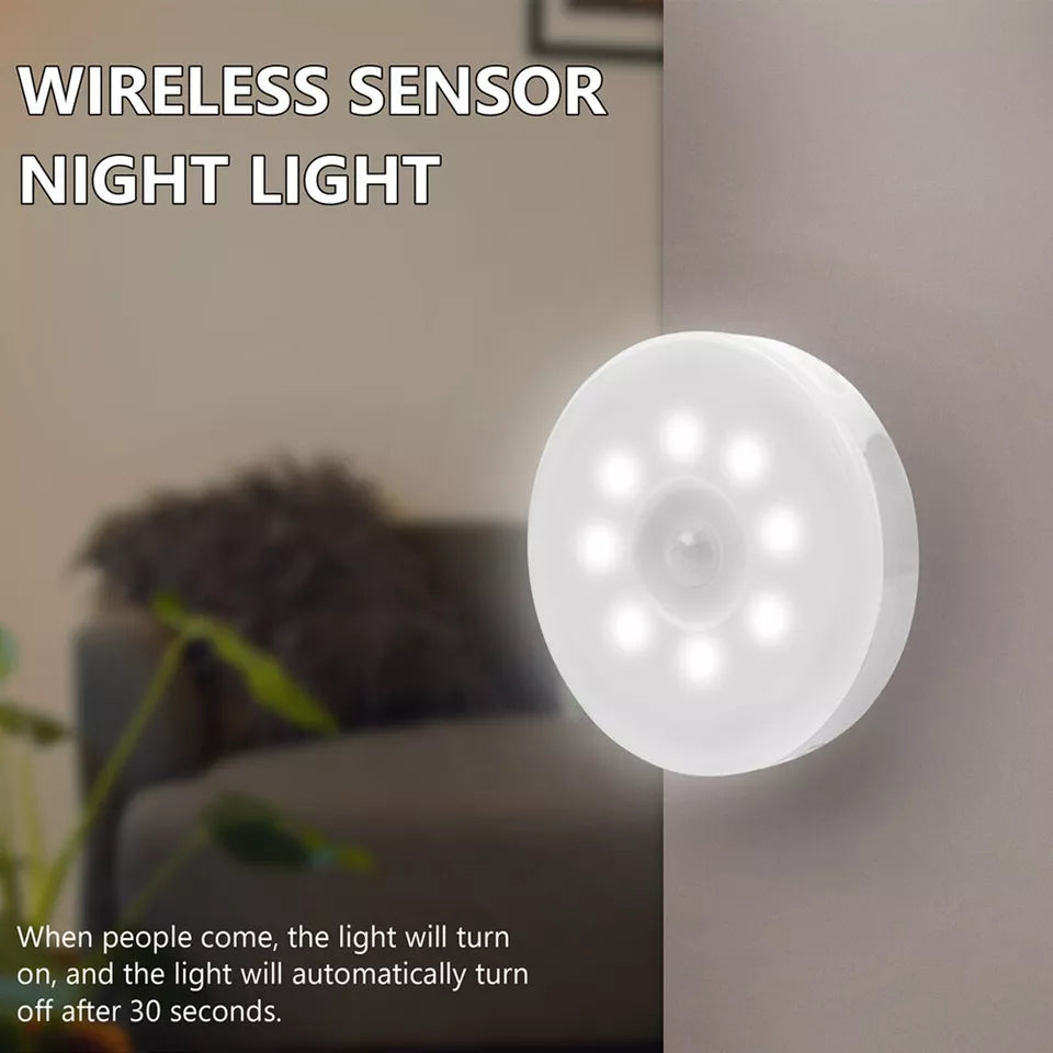 8 LED PIR Motion Sensor Night Light – Battery Stick-On Light
