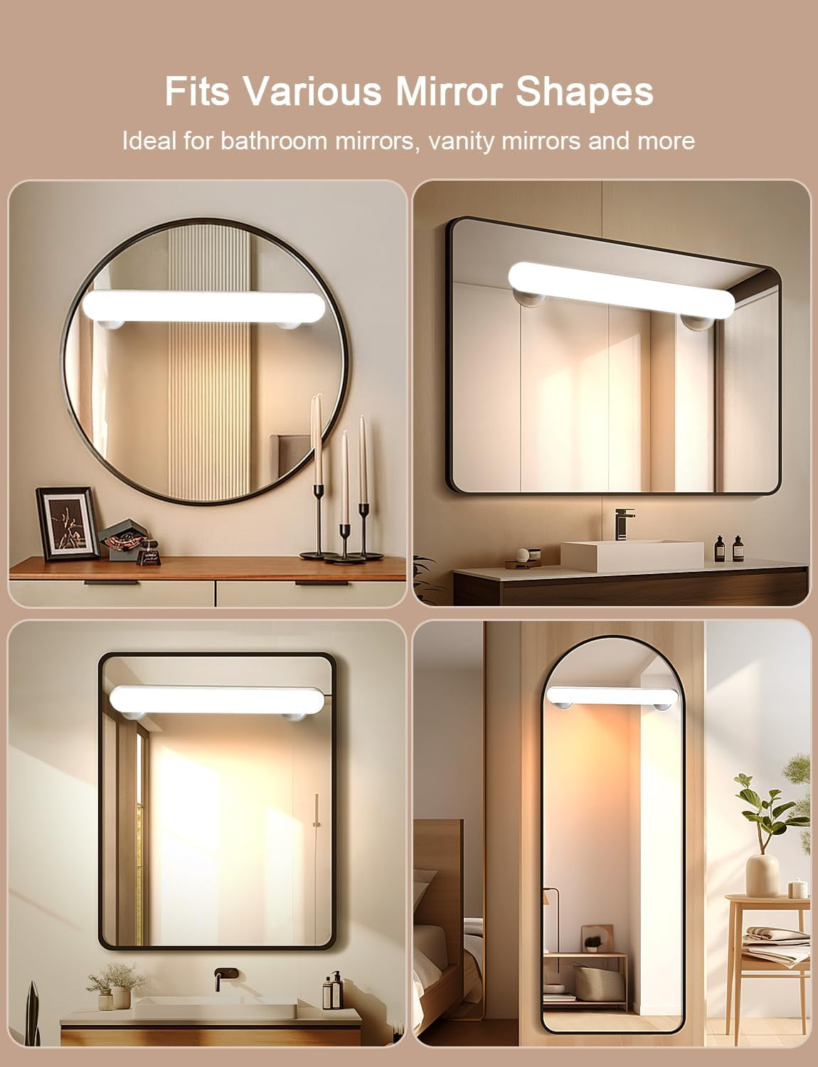 Stick on Makeup Mirror Light, 5000Mah Rechargeable Vanity Light | Wireless, Suction Cup, Stick on Lights with Remote, LED Magnetic Dressing Table Lights with 3 Color & Dimmable for Bathroom