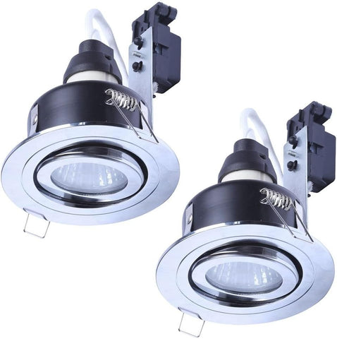 Circular IP65 Recessed Downlights, Matte White | Pack of 2, Bathroom, Tiltable, GU10