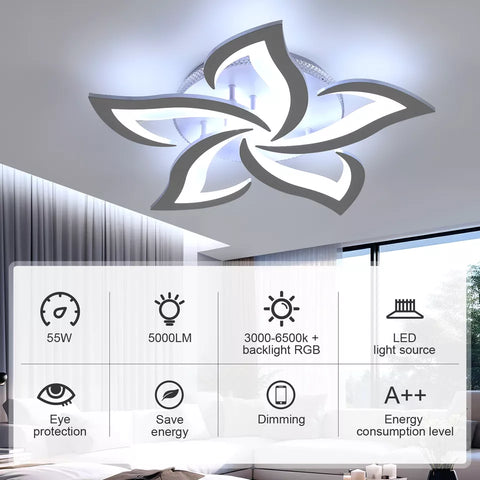 40W LED Ceiling Light – Dimmable Petal Design with Remote
