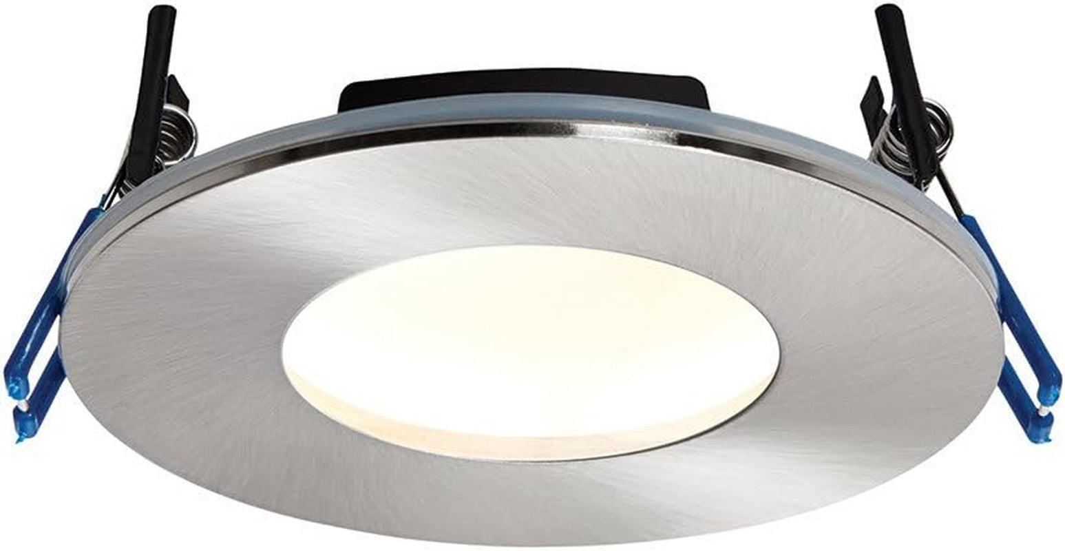 Saxby Orbitalplus 9W Satin Nickel Die Cast Aluminium IP65 Warm White Recessed anti Glare Fire Rated LED Downlight