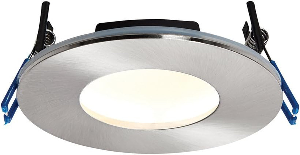 Saxby Orbitalplus 9W Satin Nickel Die Cast Aluminium IP65 Warm White Recessed anti Glare Fire Rated LED Downlight