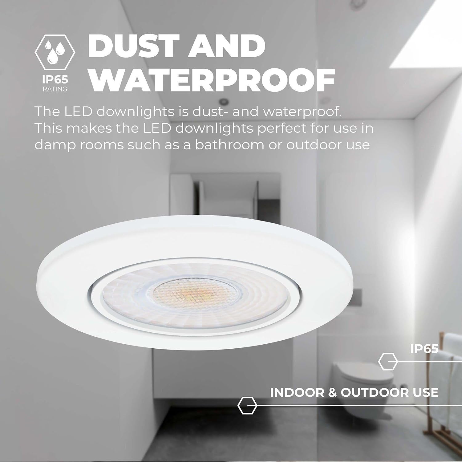6-Pack LED Downlight White 5W CCT Waterproof IP65 Dimmable | Cutout Size Ø75Mm; Waterproof for Bathroom Shower Zone and Damp Indoor Areas