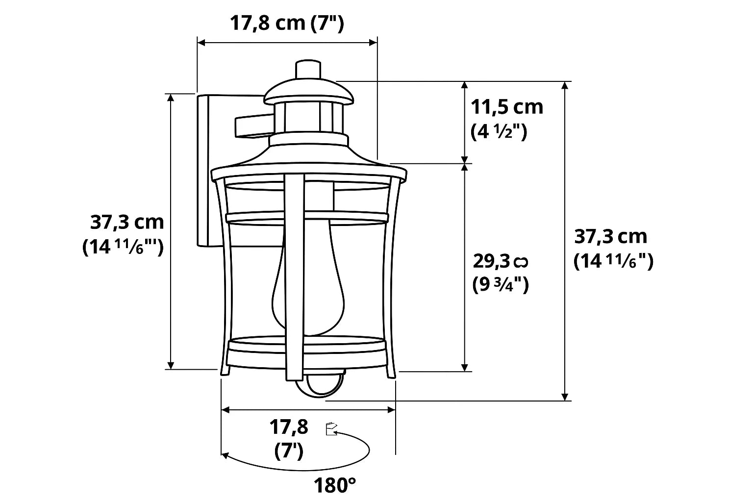 Vintage PIR Motion Sensor Wall Lantern – Black
