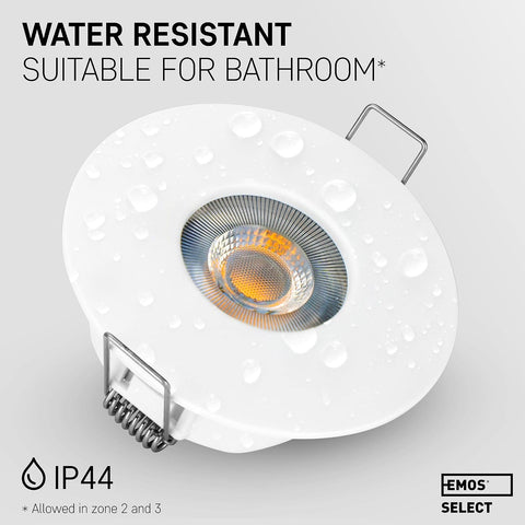 Bathroom Spot Lights Ceiling LED Waterproof IP44 | Spotlight 5W, 370Lm, 3000K Warm White, 220-240V Powered | Pack of 12 Recessed LED Downlights Ceiling for Outdoor Hallway, Soffit Etc., White