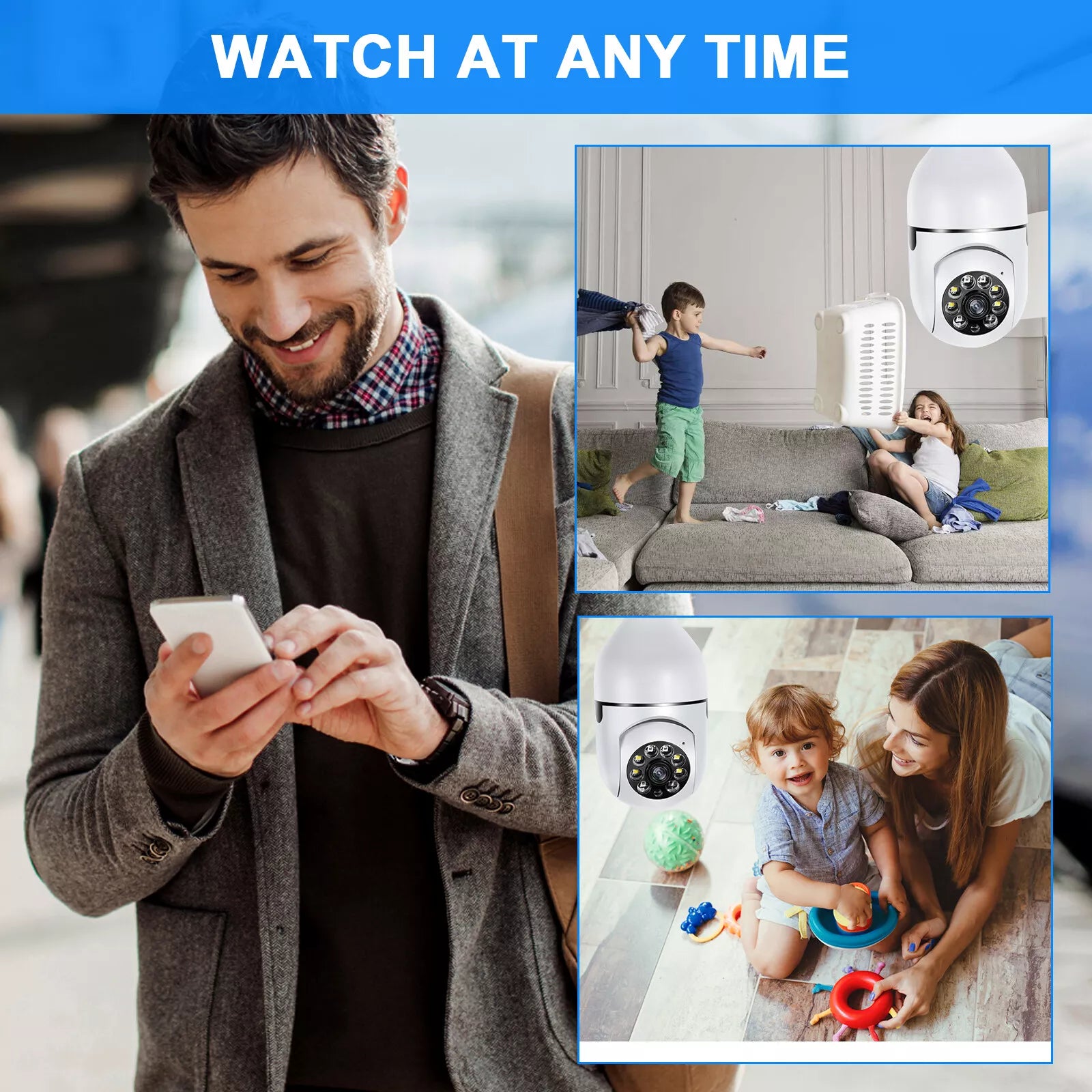2-Pack E27 Light Bulb Security Camera Wi-Fi – Smart Home 1080P