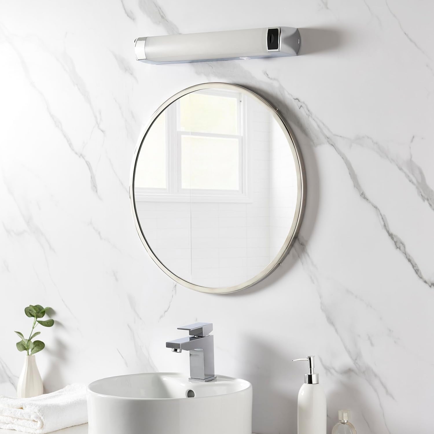 Saxby Jude CCT 8W IP44 Shaver Light for Bathroom, Wall-Mounted Vanity Mirror Light