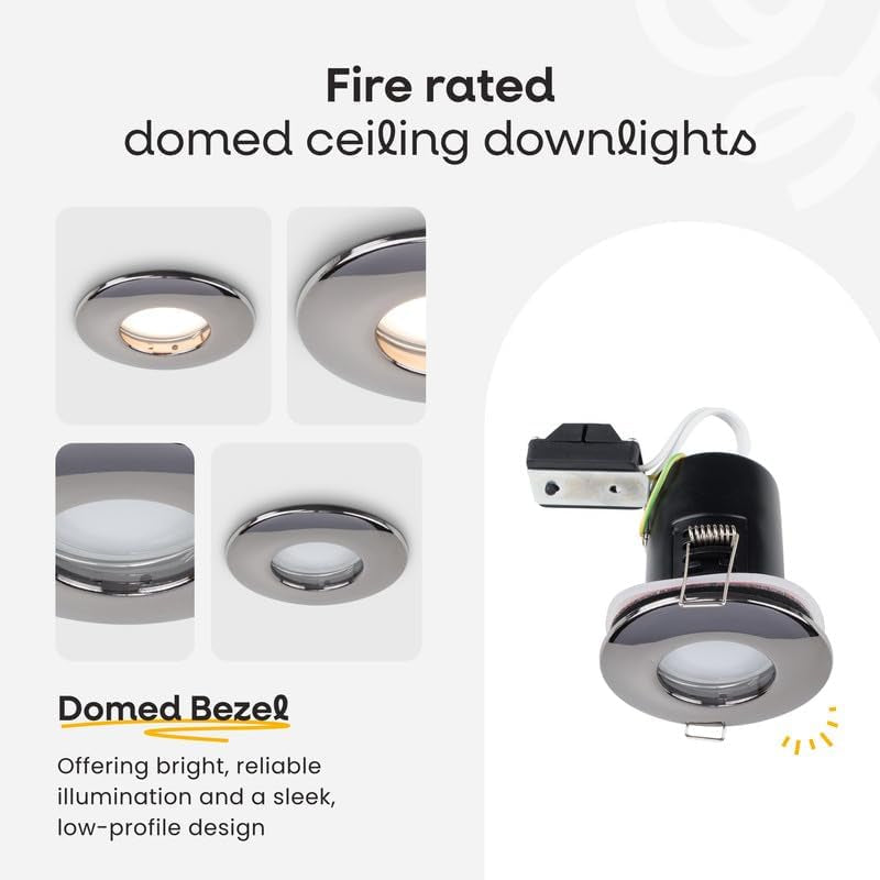 | Fire Rated White Domed GU10 Ceiling Downlight | Bath Recessed Lighting, Home Décor & Improvement Essential | Mains Wired