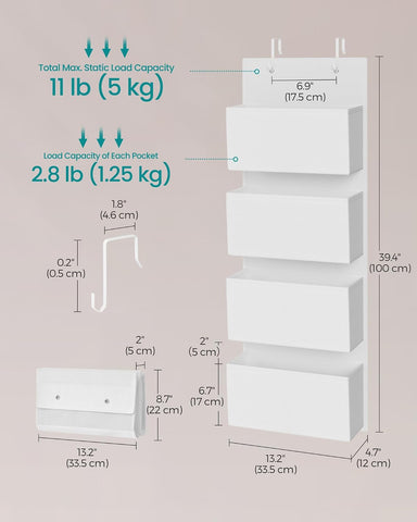 Over-Door Storage Organiser, Wardrobe Storage, 4 Pockets