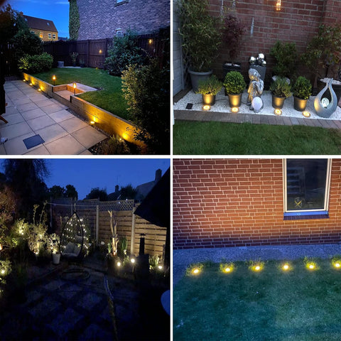 Solar Lights Outdoor Garden,600Mah 8 LED Solar Disk Ground Lights for Garden Lawn Pathway Yard Landscape Walkway（8 Pack Warm White）