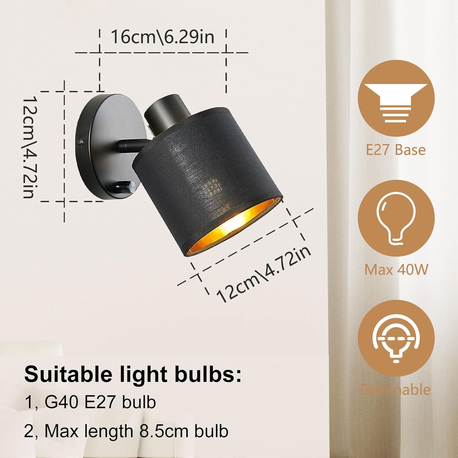 fabric spotlight wall light

