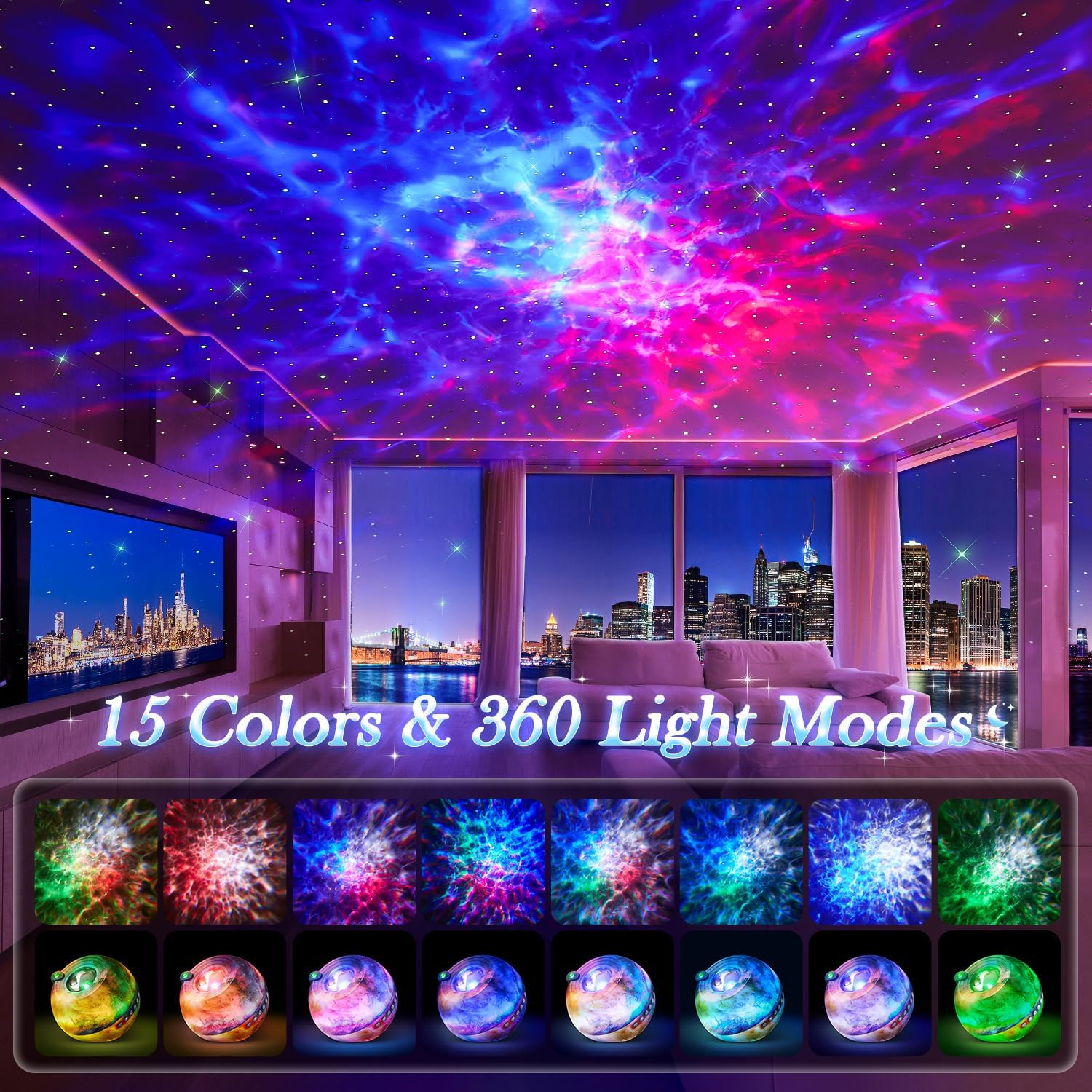 fairy lights galaxy night light with bluetooth