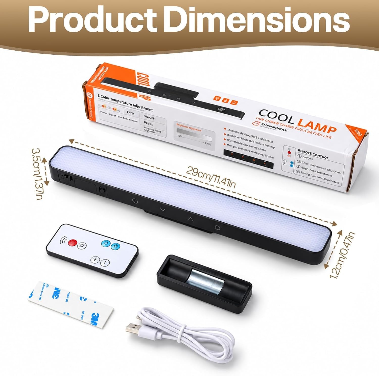 Makeup Light for Bathroom -Rechargeable LED Strip Light, Black | Wireless Wall Lights with Battery Display, 5 Color Modes, Remote Control Bathroom Mirror Lamp for Dressing Table, Cupboard