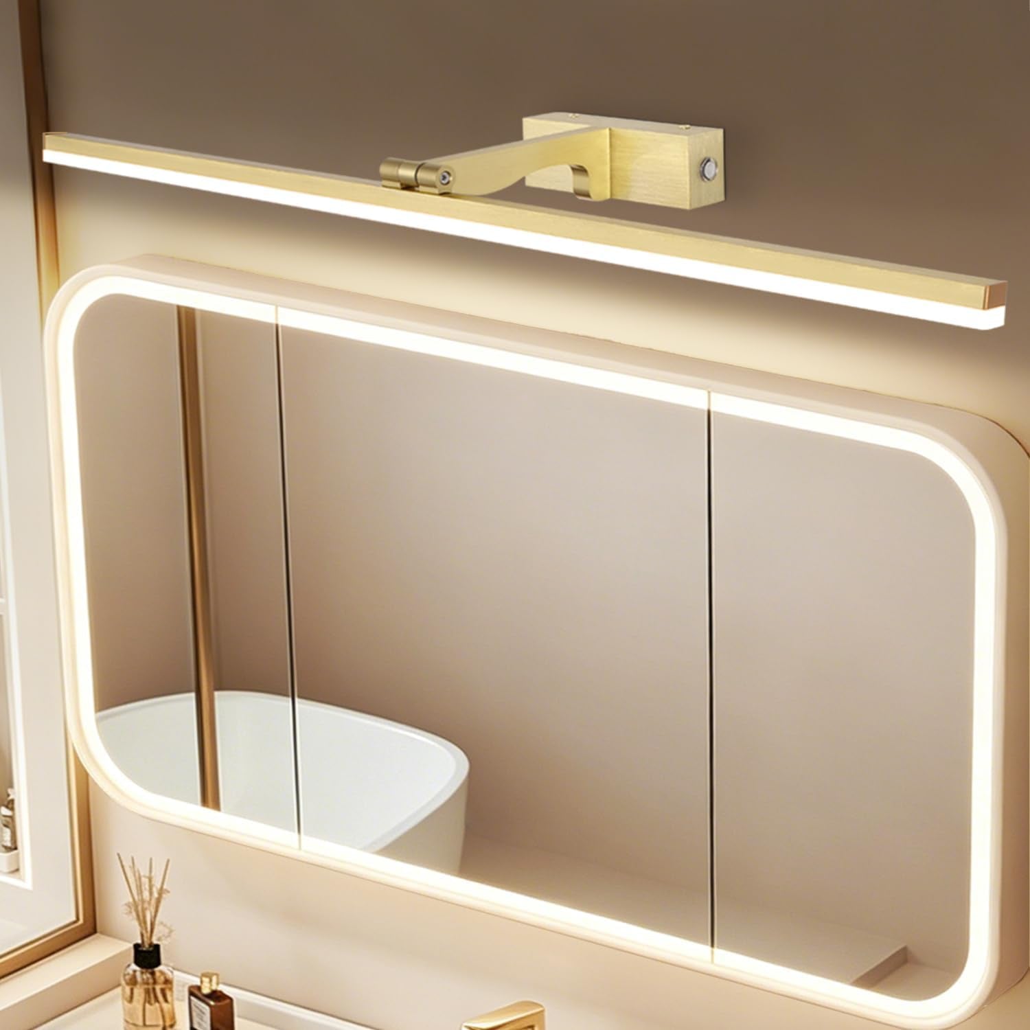 Dimmable LED Picture Lights 80CM Bathroom Vanity Light Fixture Ajustable Gold Indoor Lighting Wall Sconce Hotel Bedside 3000K/4500K/6000K Reading Lamp Display Lamps 16W