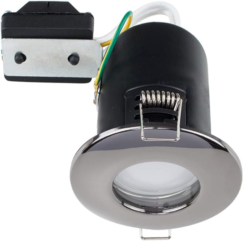 | Fire Rated Polished Chrome Domed Ceiling Downlights | Bath Recessed Lighting, Home Décor & Improvement Essential | Pack of 4 | Includes 5W LED Bulbs [6500K Cool White] | Mains Wired