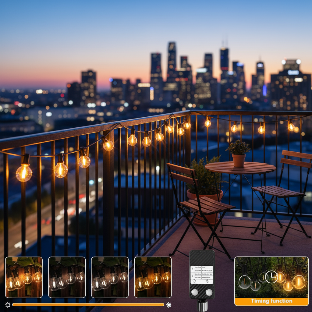 23M Outdoor Festoon Lights Mains Powered – 33 G40 LED Bulbs – Timer & Dimmable Waterproof Garden String Lights