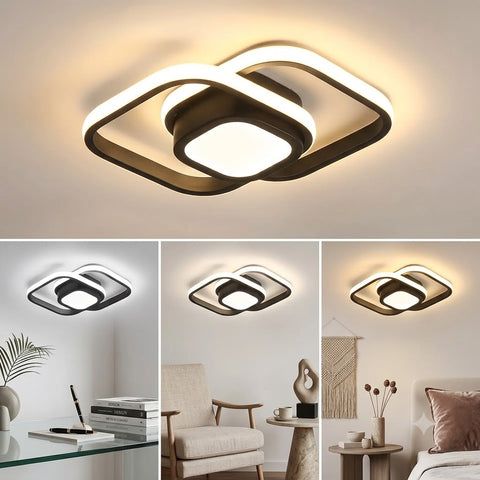 Dimmable Modern LED Ceiling Lights 20W 1890LM Square Living Room Ceiling Lamp with 3 Colors for Bedrooms Dining Room Hallway