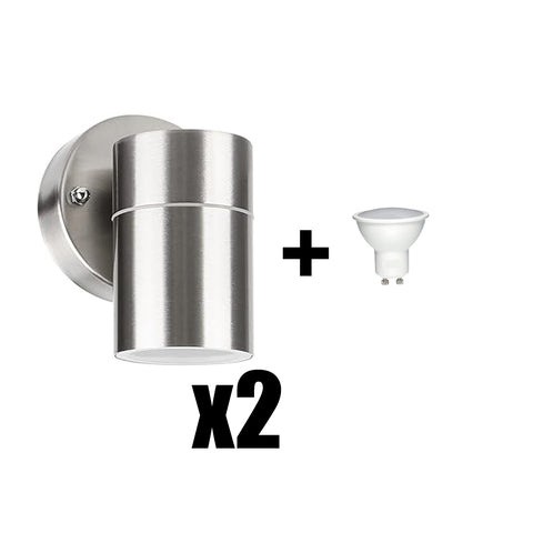 Outdoor wall light with sleek stainless steel body and minimalist design

