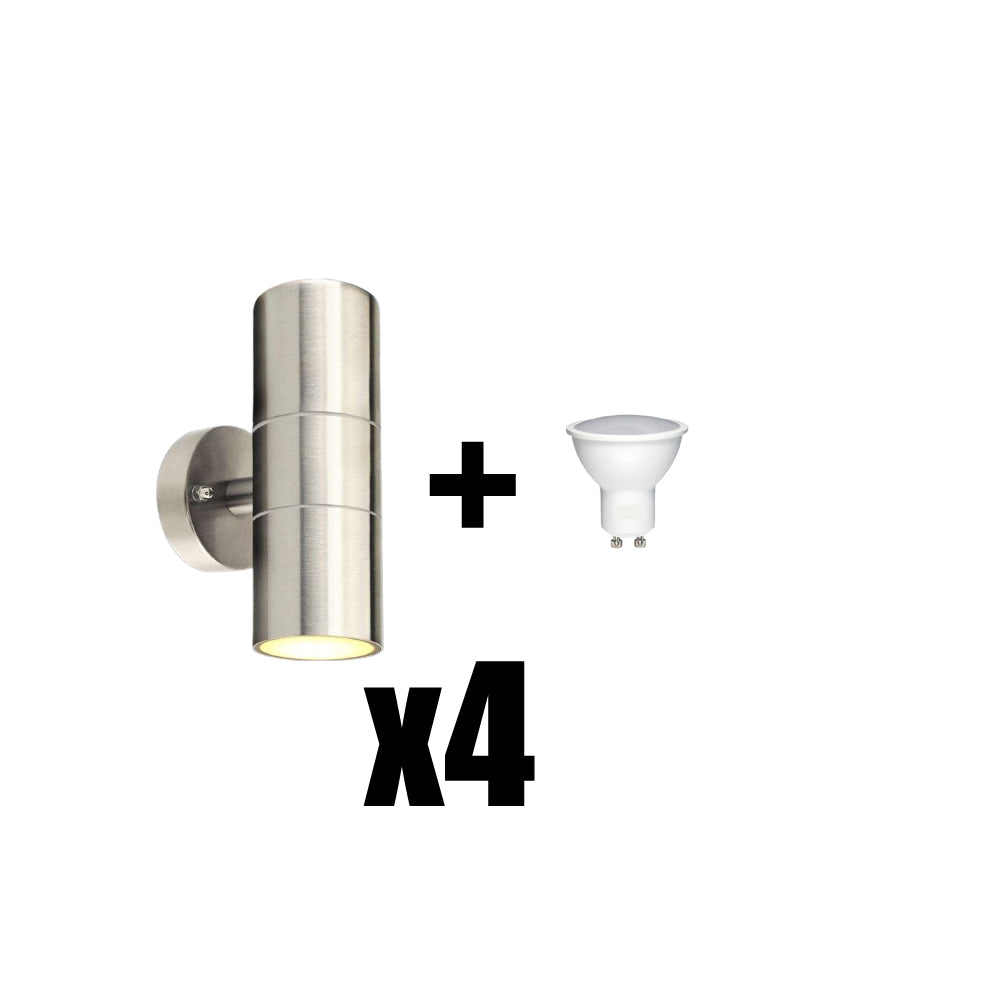 Modern Stainless Steel Up Down Double Wall Spot Light IP65 Outdoor - thelights4u.com