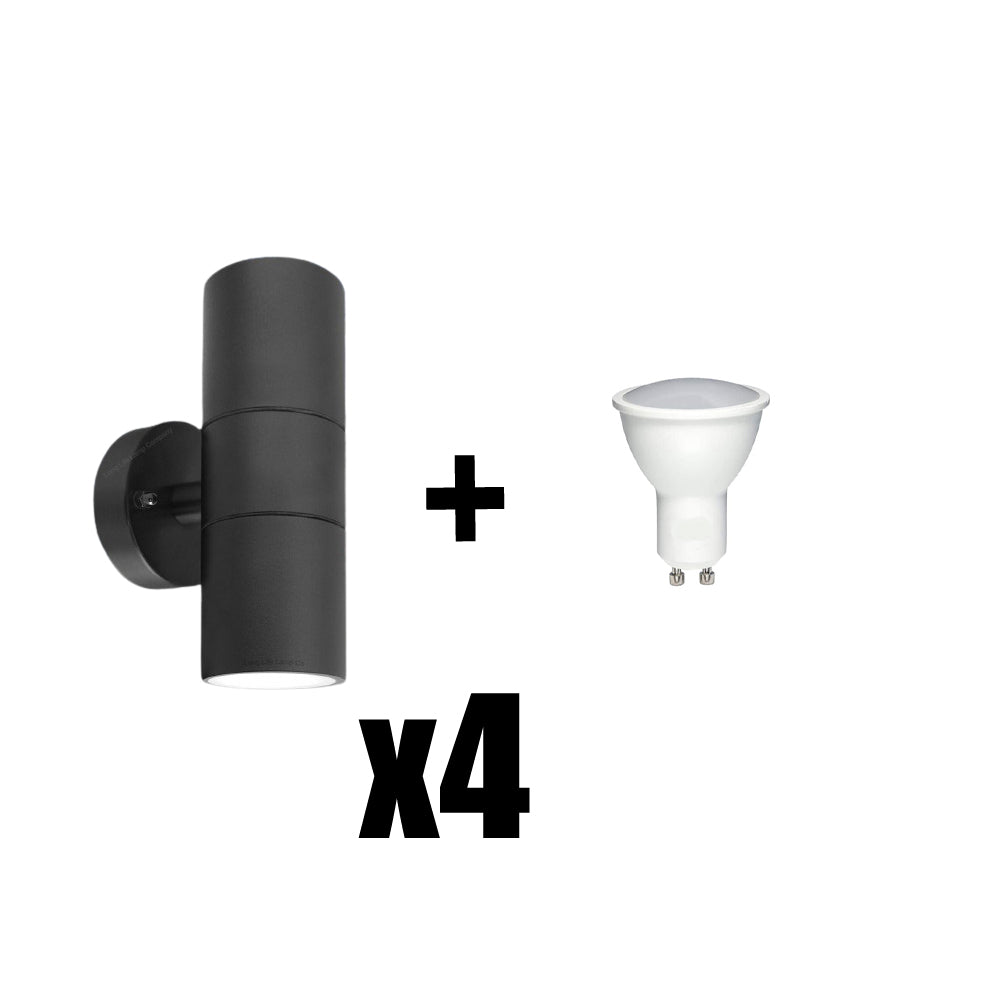 Modern Black Double Up Down Outdoor Stainless Steel Wall Light, Use GU10 IP65 - thelights4u.com