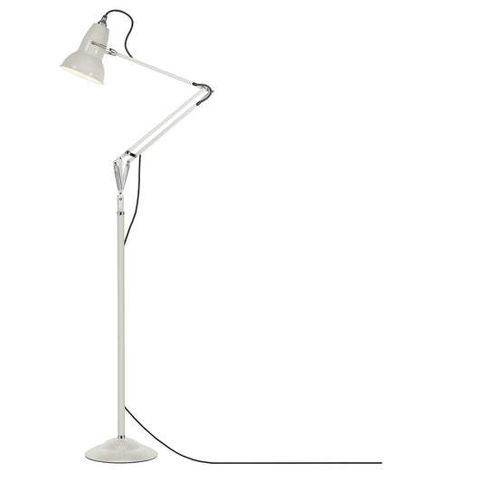 Original 1227 Floor Lamp, Linen White, Ideal Living Room or Reading Lamp, Braided Colour Cable, Gloss Paint Finish Steel Shade, Cast Iron Base Steel Cover, Chrome Plated Fittings, LED Bulb