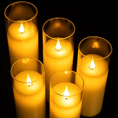 glass effect flameless pillar candles