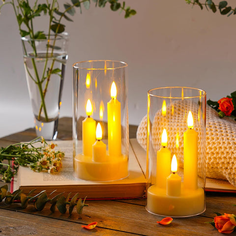 glass flameless candles ivory