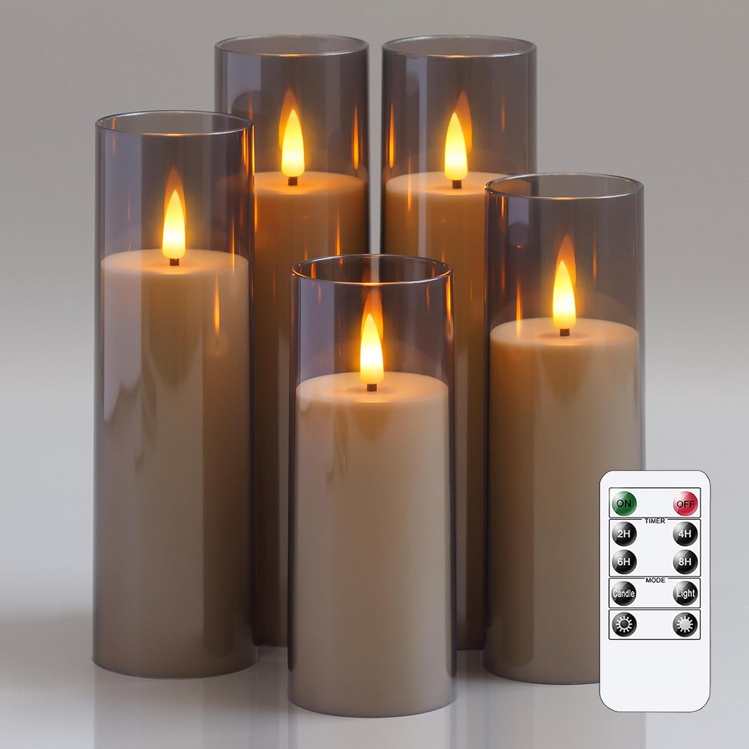 grey acrylic flameless led pillar candles