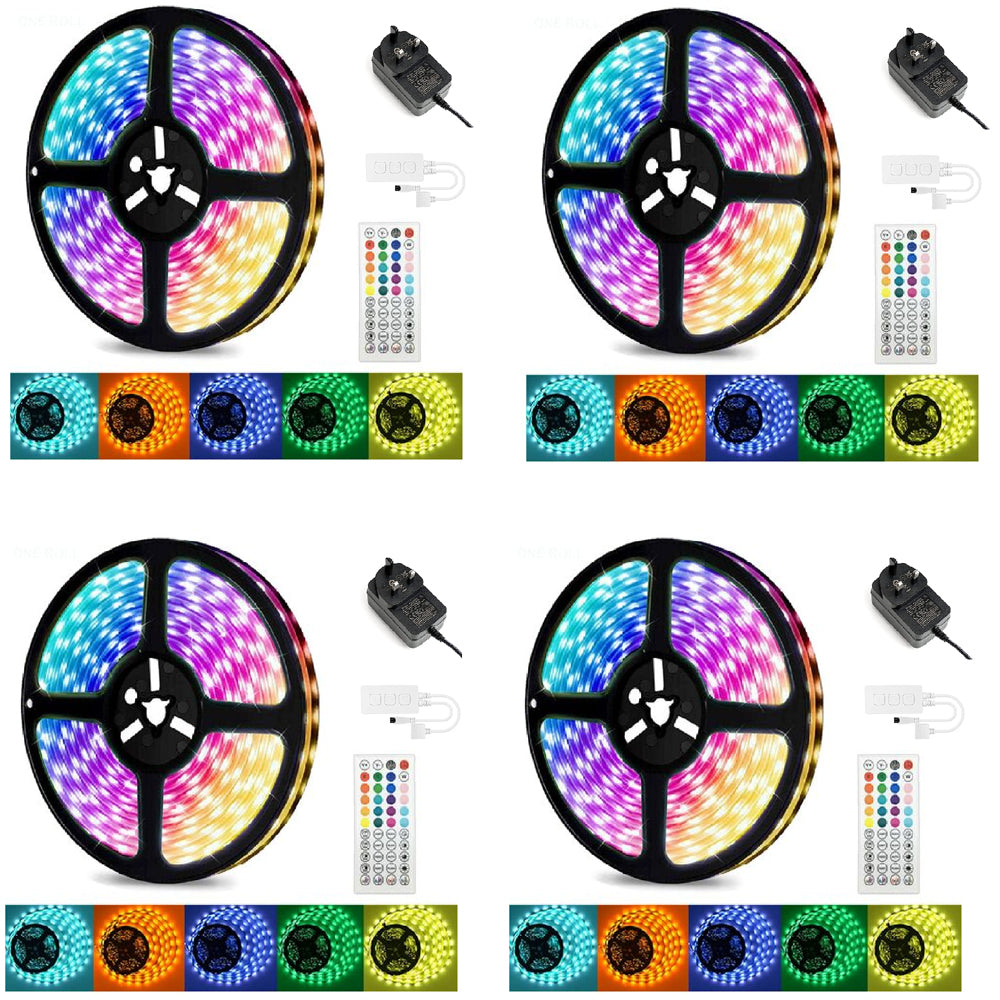 LED Strip Light illuminating a living room with vibrant RGB colours

