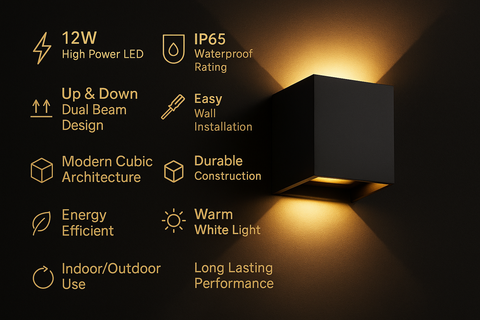 Waterproof LED Outdoor Wall Light 12W