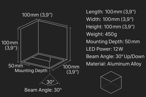 Waterproof LED Outdoor Wall Light 12W