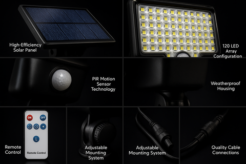 LED Motion Sensor Solar Powered  Security Light – 3 Modes, Waterproof