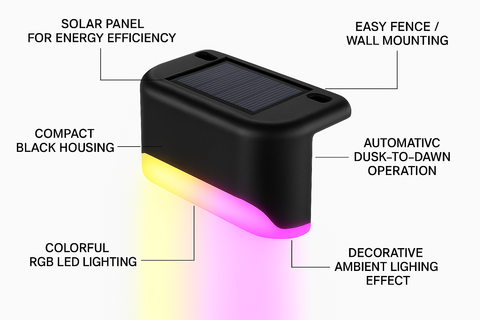 LED Solar Powered Fence Wall Lights – Outdoor Waterproof Lighting