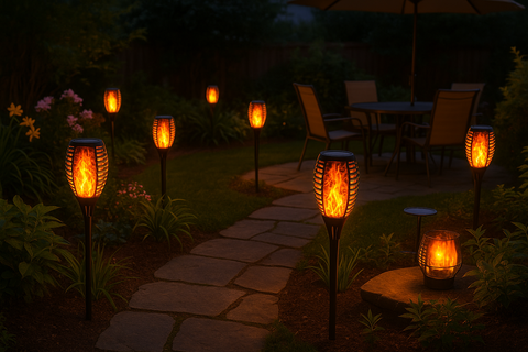 Solar Torch Lights for Outdoor - 33 LED Flickering Flame (Pack of 4)