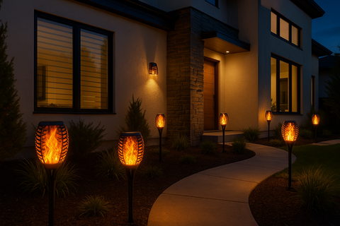 Solar Torch Lights for Outdoor - 33 LED Flickering Flame (Pack of 4)