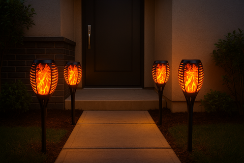 Solar Torch Lights for Outdoor - 33 LED Flickering Flame (Pack of 4)