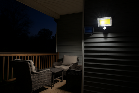 100 LED Solar PIR Motion Sensor Garden Wall Light