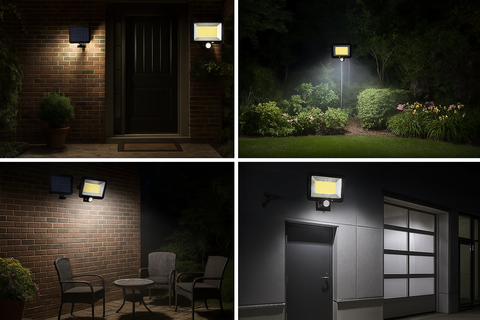 100 LED Solar PIR Motion Sensor Garden Wall Light