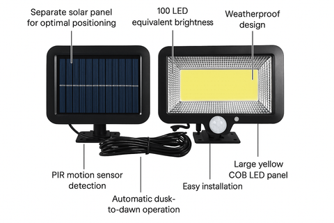 100 LED Solar PIR Motion Sensor Garden Wall Light