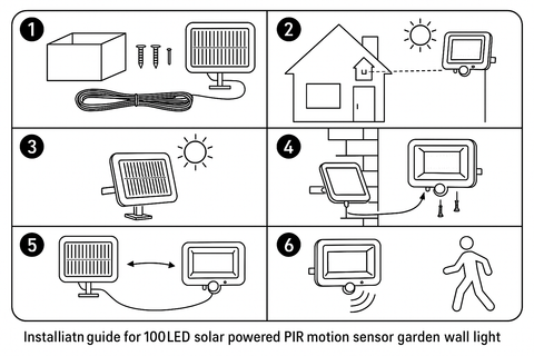 100 LED Solar PIR Motion Sensor Garden Wall Light