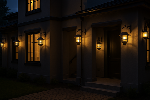 2-Pack Solar Lantern Wall Lights – Hanging Glass & Stainless Steel Porch Lights