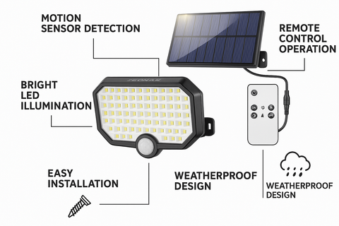 Pack of 2 LED Solar Powered Motion Sensor Security Light
