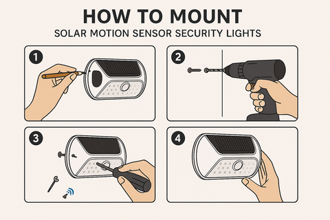 Pack of 4 Solar Powered Motion Sensor Security Lights – IP65 Outdoor Wall Lights
