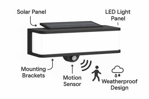LED Solar Powered Motion Sensor Security Light